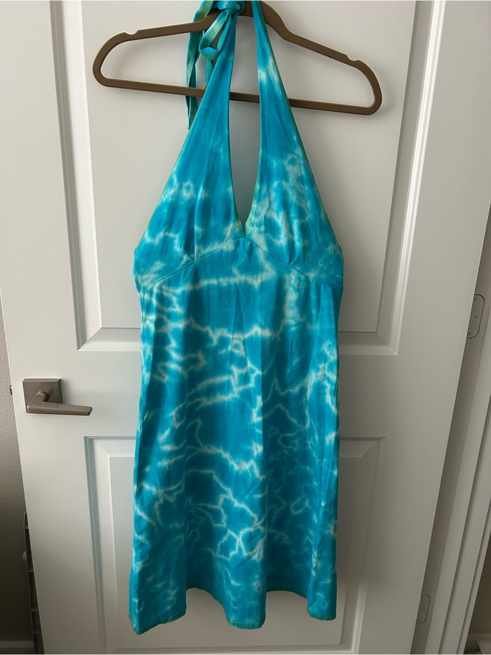 Turquoise Halter Midi Dress - Vibrant Tie-Dye Style